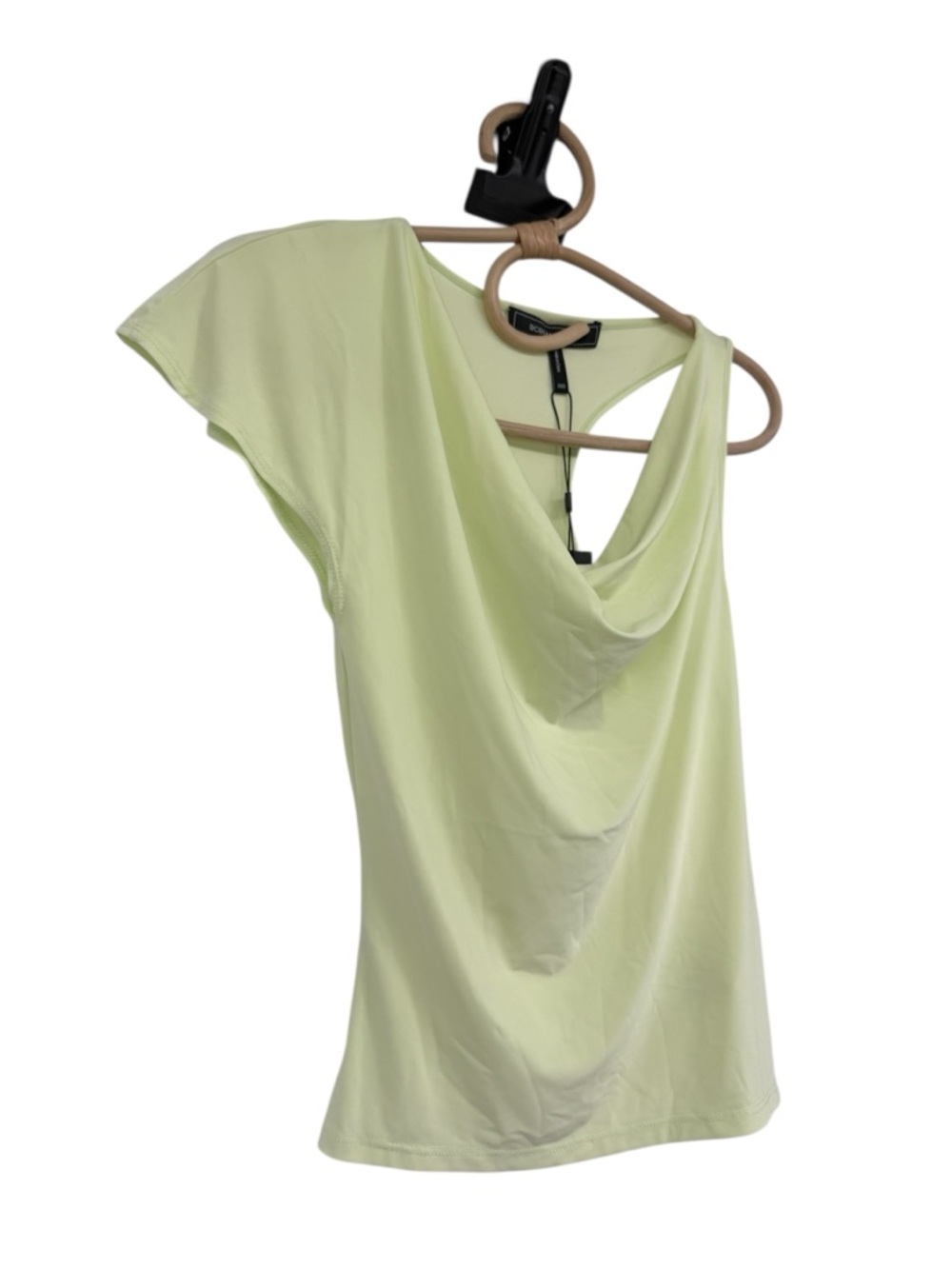 BCBGMAXAZRIA Jade Green Cowl Neck Party Statement Top NEW $98 XXS One Shoulder - Picture 5 of 15